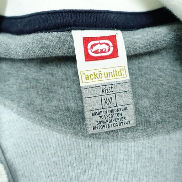 Ecko Unlimited Zip Up Jacket Men's Size 2XL Gray Blue Striped Short-Sleeve - Picture 3 of 6